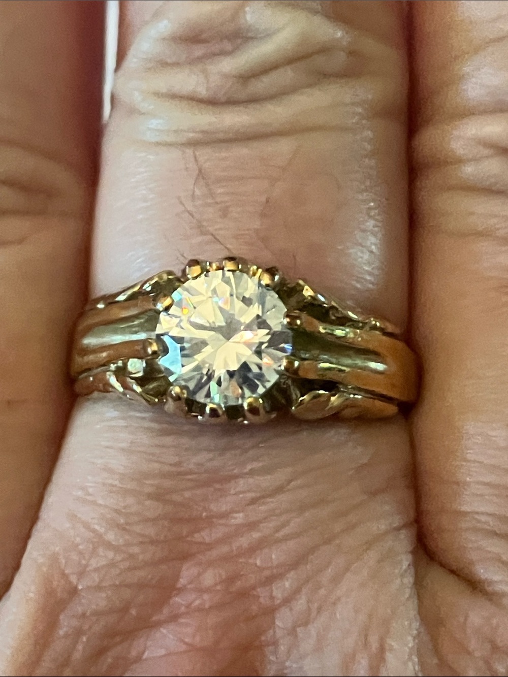 Classic Gold Solitaire Ring with Clear Center Stone